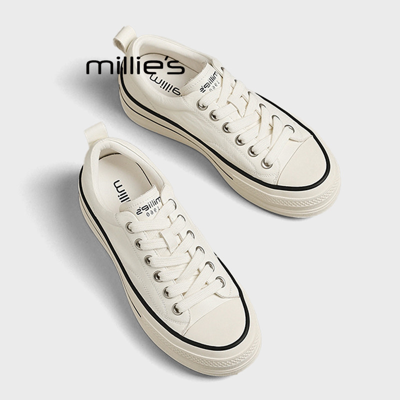 MILLIE'S/妙丽2026新款休闲板鞋女厚底增高系带百搭时尚雨鞋Z