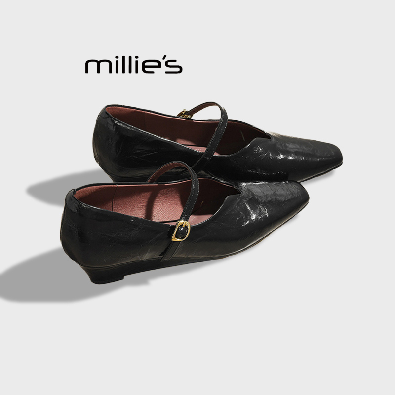 MILLIE'S/妙丽真皮尖头单鞋雨鞋