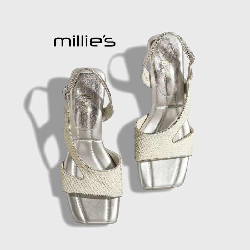 MILLIE'S/妙丽露趾外穿坡跟凉鞋女2026配裙子气质不累脚高跟鞋夏