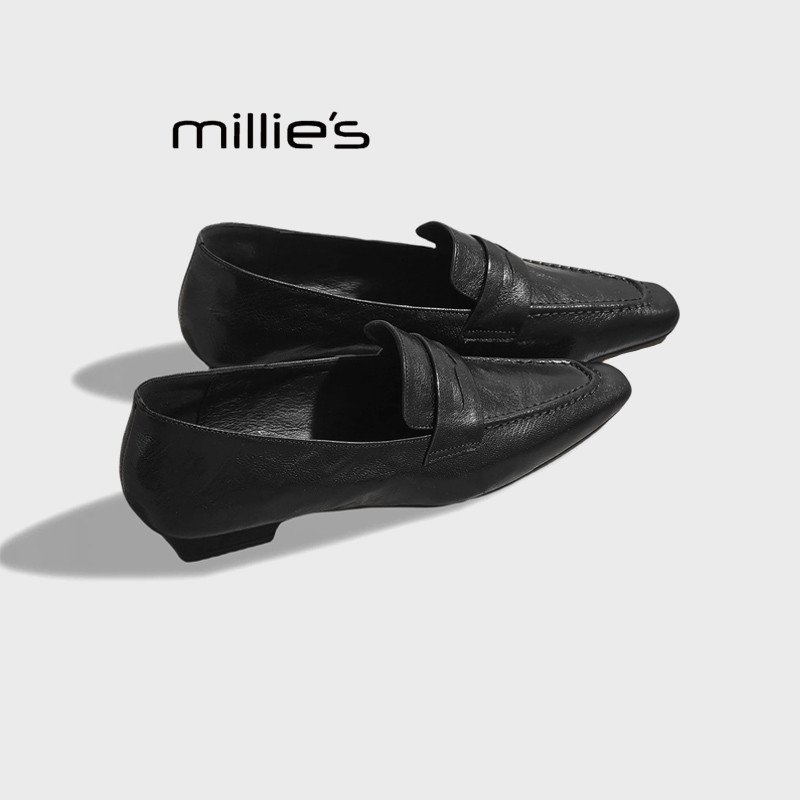 MILLIE'S/妙丽2025夏季新款复古英伦风乐福鞋女法式浅口单鞋低跟,女鞋,乐福鞋（豆豆鞋）,淘宝优惠券,粉丝福利购,淘宝优惠卷
