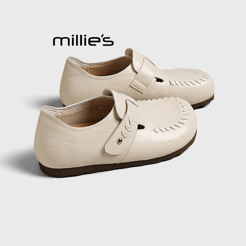 MILLIE'S/妙丽厚底勃肯鞋女2026春夏百搭皮鞋软底一脚蹬包头单鞋Z