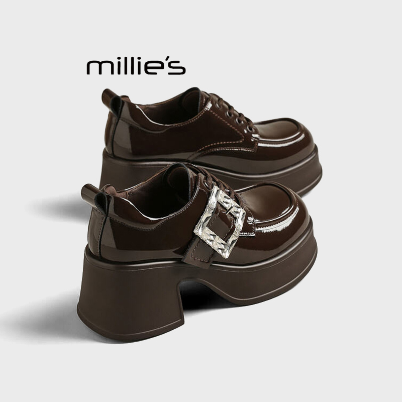 MILLIE'S/妙丽水钻方扣高跟鞋