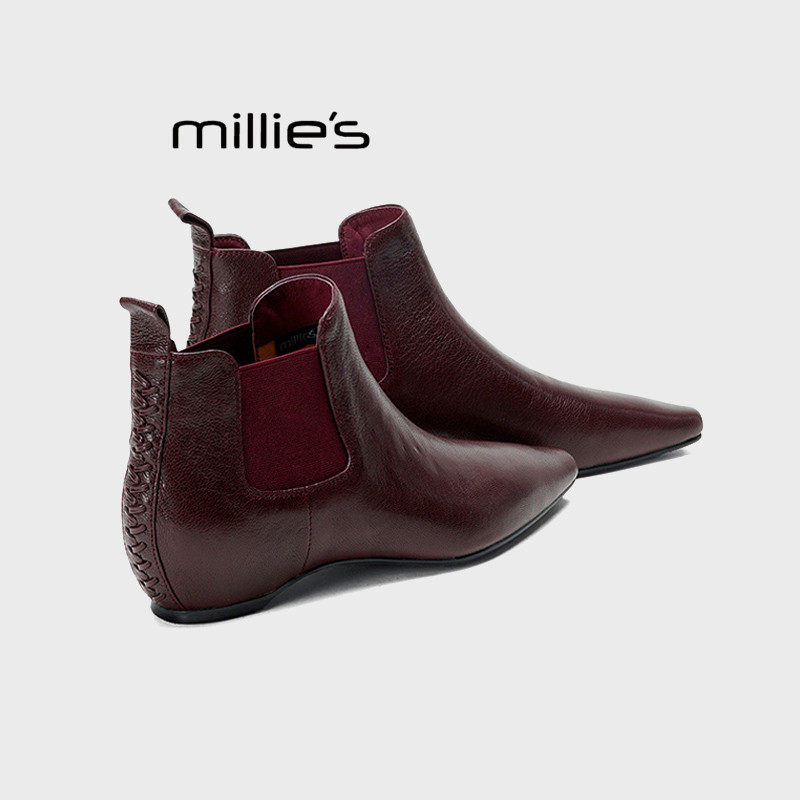 MILLIE'S/妙丽真皮软皮切尔西靴