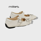 妙丽复古玛丽珍鞋 女2026春季 MILLIE 双扣带百搭浅口防水单鞋