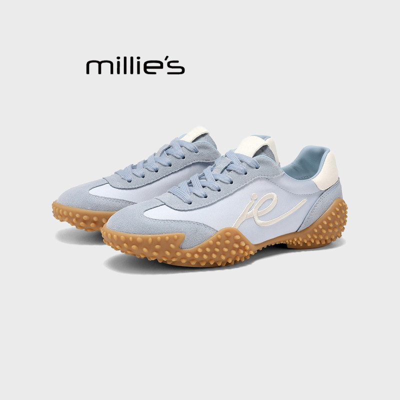 MILLIE'S/妙丽复古德训鞋女2026春季白色系带休闲运动鞋舒适百搭Z,女鞋,老爹鞋,淘宝优惠券,粉丝福利购,淘宝优惠卷