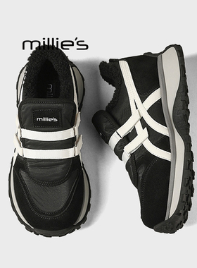 MILLIE'S/妙丽黑色魔术贴老爹鞋女时尚百搭厚底增高运动鞋休闲鞋Z