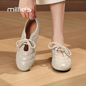 妙丽复古系带小皮鞋 女百搭舒适平底单鞋 MILLIE 通勤休闲鞋