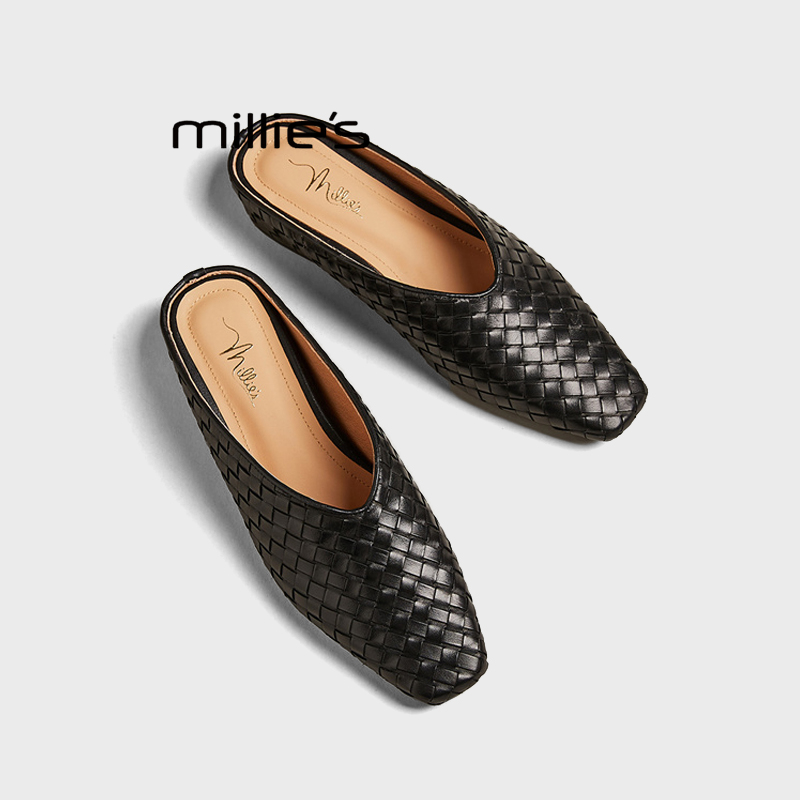 MILLIE'S/妙丽真皮平底一脚蹬鞋