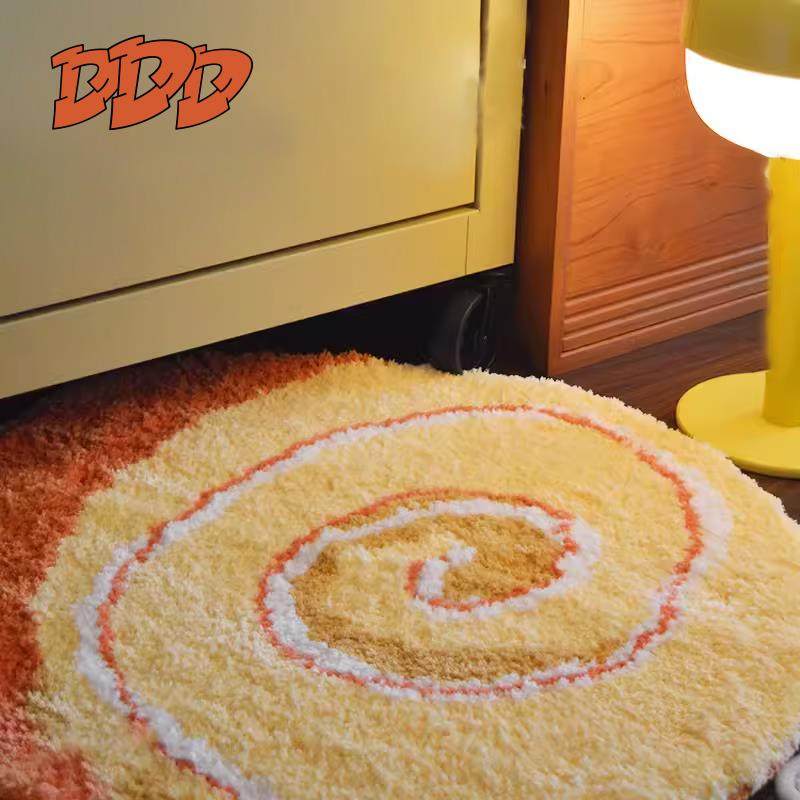 DDD 卡通瑞士卷植绒创意地毯簇绒吸水黄地垫女生卧室蛋糕绒床边毯