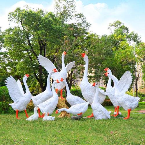 彷真鹅大摆件休闲农场户外花园动物草坪装饰园林景观小品玻璃纤维