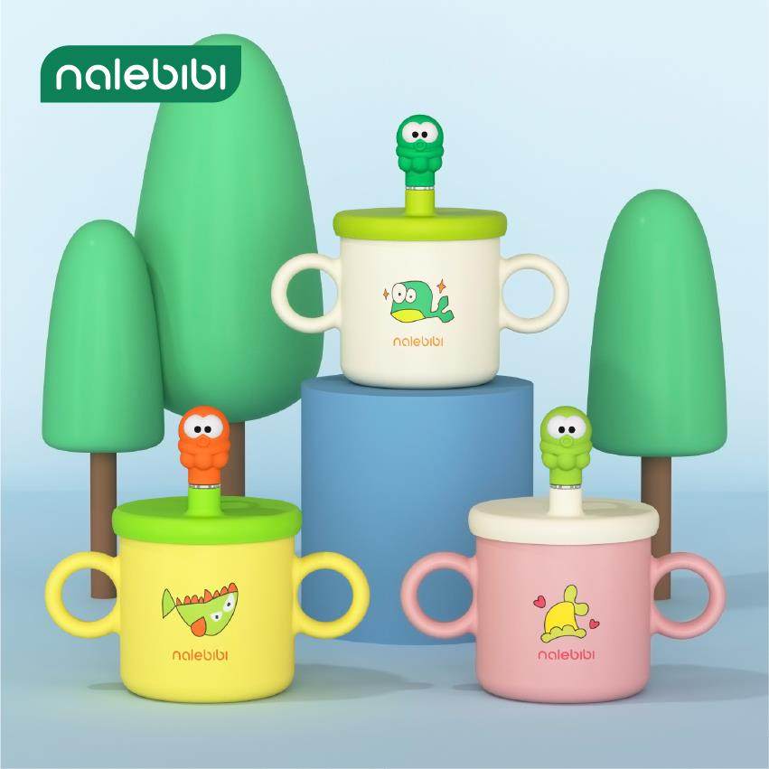 那乐比比儿童牛奶杯316L不锈钢刻度吸管杯宝宝家用喝水杯学饮杯