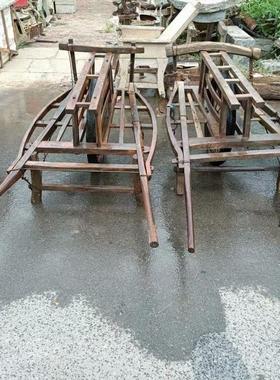 老式手推车民俗老物件怀旧留念老木车单轮车旧农具老木板车农家院