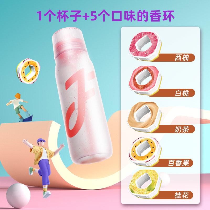Joyfit玩味水瓶男女大容量650ml手提吸管水杯1L升水杯果味玩味环