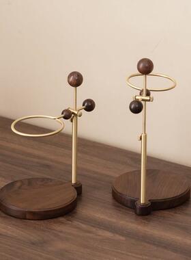 黑胡桃木实木黄铜手冲咖啡过滤杯支架滴漏式V60滤杯架可调节底座