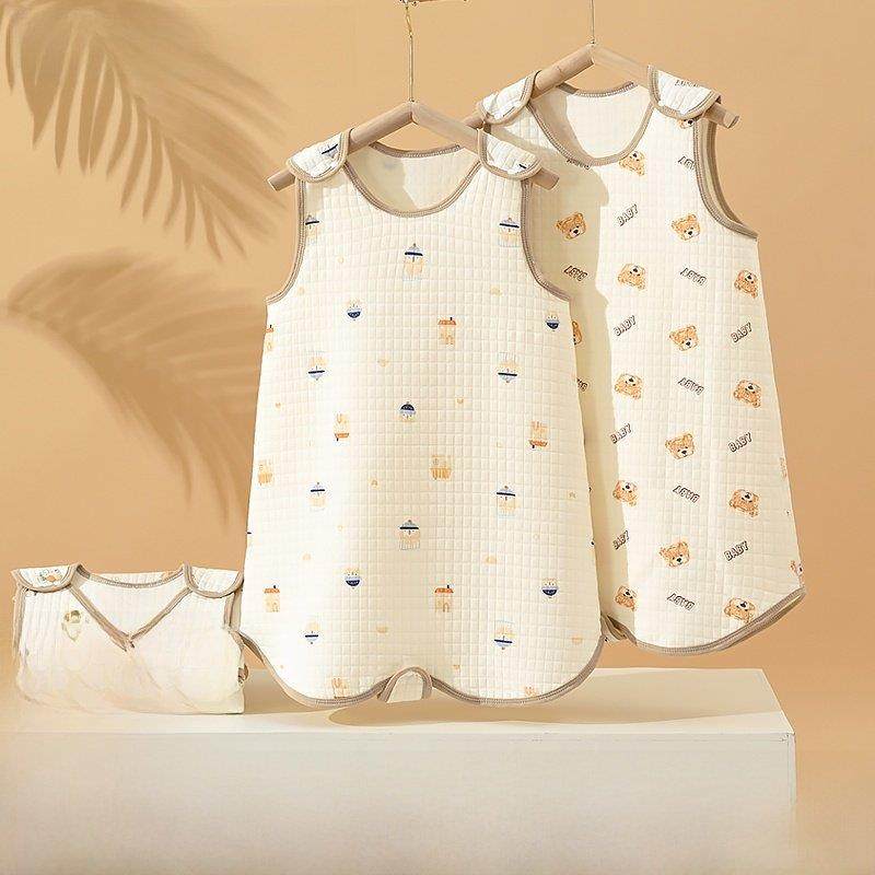 空调房睡袋秋冬宝宝宝宝春秋季背心护腹全季防跳无袖短袖大孩子