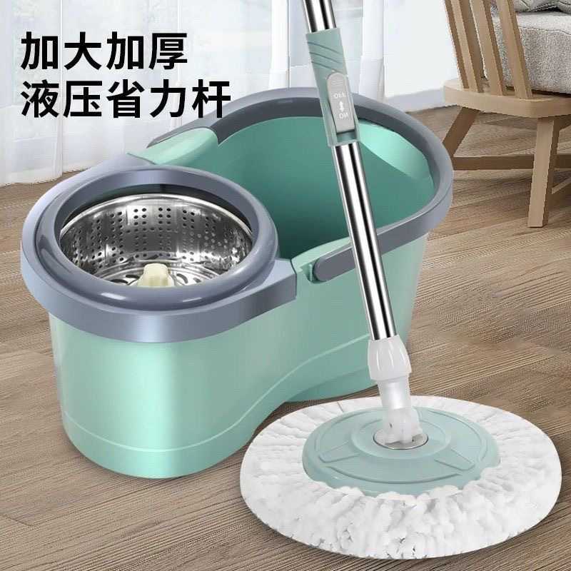 旋转拖把桶双驱动拖把桶旋转不锈钢甩干桶家用拖布免手洗干湿两用