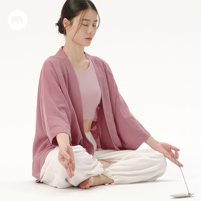 omshan·I'm a yogi·苎麻天丝宽松开衫 禅意瑜伽罩衫