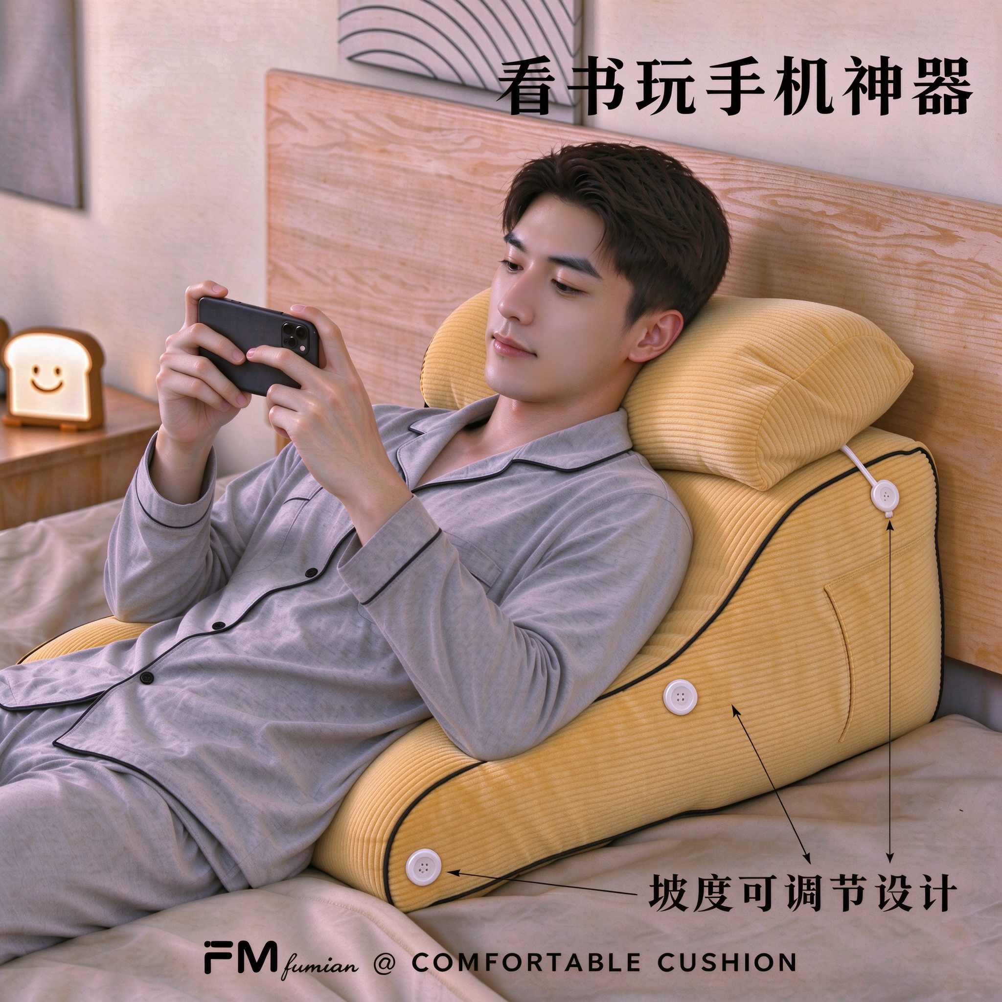 简约现代半躺靠垫护腰床头靠背枕图片