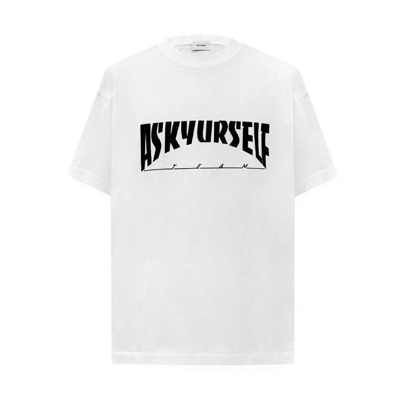 askyurself春夏新款字母印花短袖T恤重工时尚休闲轻奢潮流白搭图片