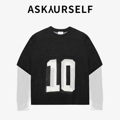 ASKAURSELF数字印花长袖T恤