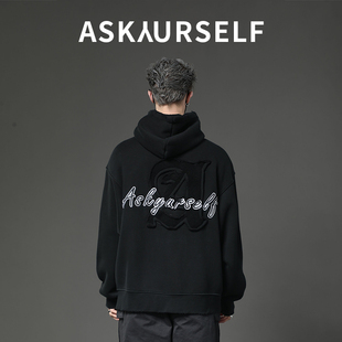 ASKYURSELF冬日周末A字梵文卫衣2025春季新款男女同款连帽卫衣
