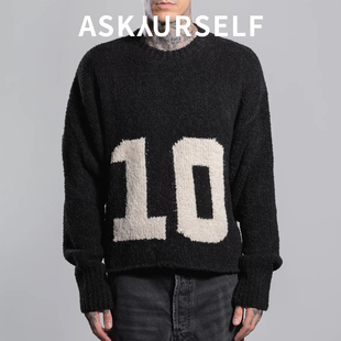 askyurself毛圈针织运动衫毛衣10含21%羊毛冬季保暖时尚新款