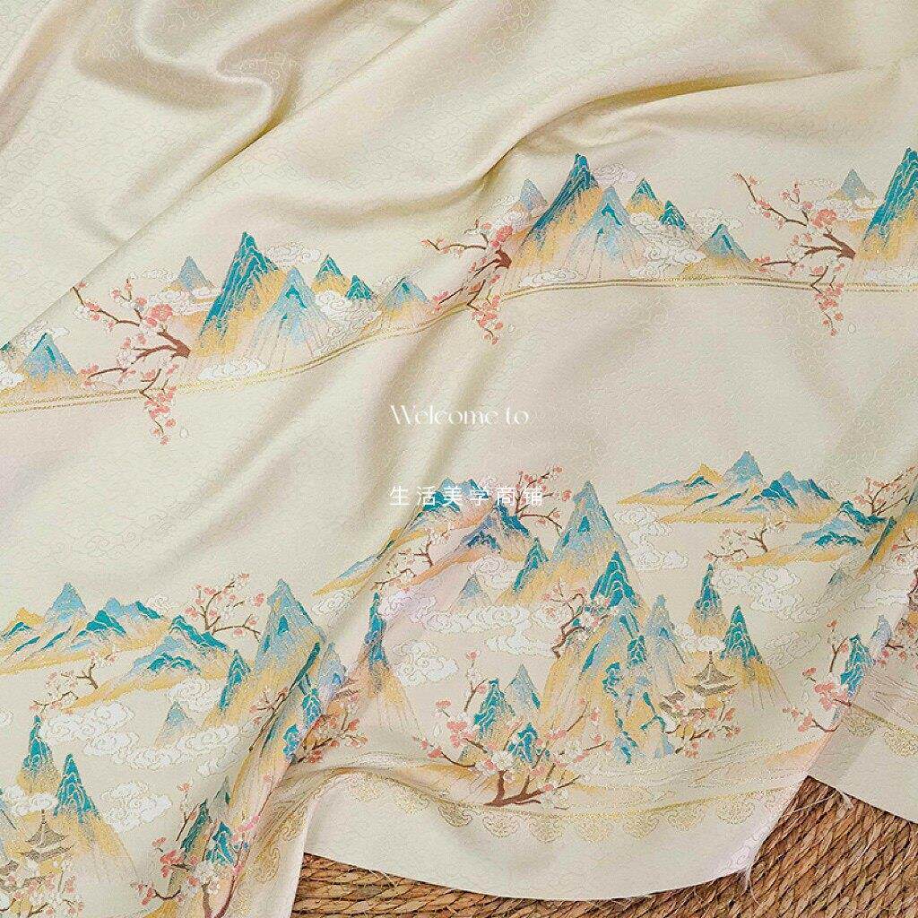 【千里江山】新国风妆花唐装马面裙提花布料古风新年汉服旗袍面料