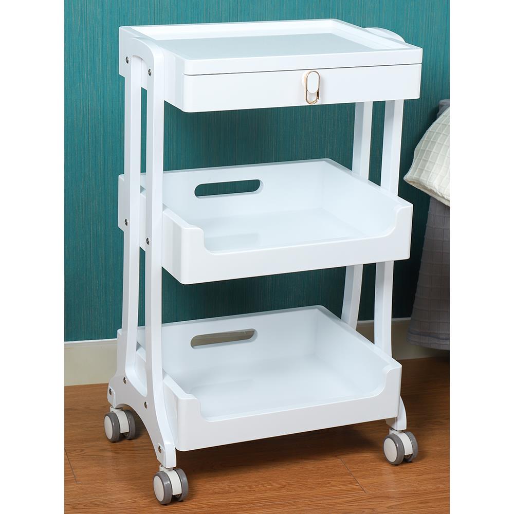 新款高端美容院小推车美甲美睫纹绣专用移动工具车白色抽屉置物架