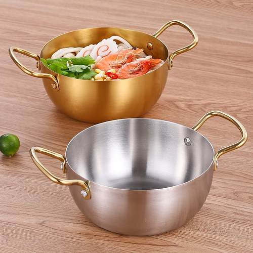 韩式泡面锅家用不锈钢汤锅煮方便面锅拉面锅电磁炉创意双耳小煮锅