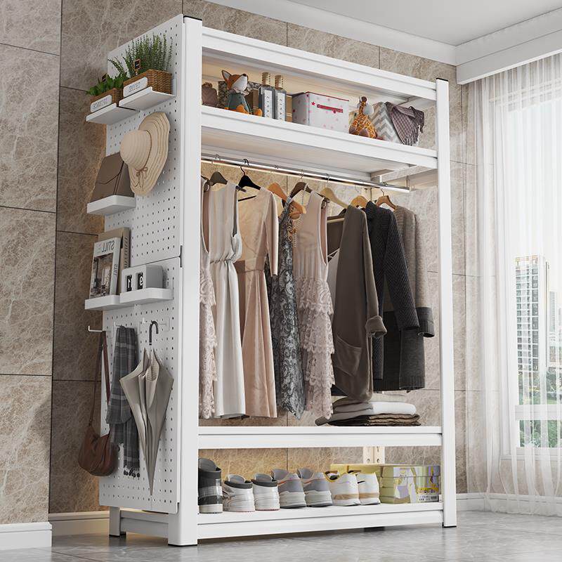 货架衣柜家用卧室多层落地衣物收纳柜儿童简易衣帽架钢制置物架子