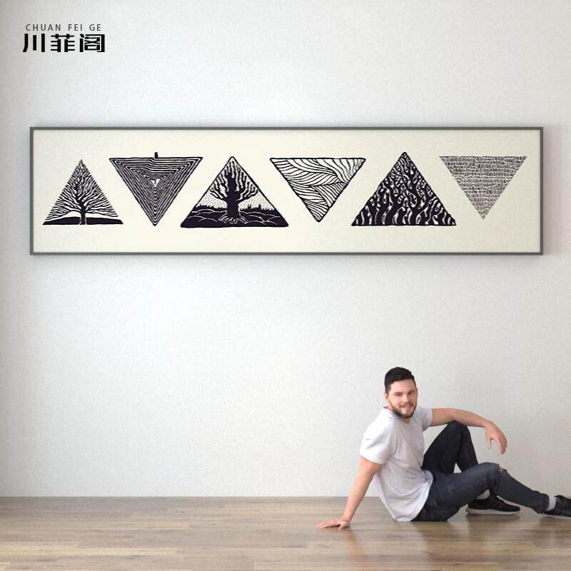 黑白中式饭厅墙面装饰画床头背景装饰挂画客厅沙发背景墙挂画大尺