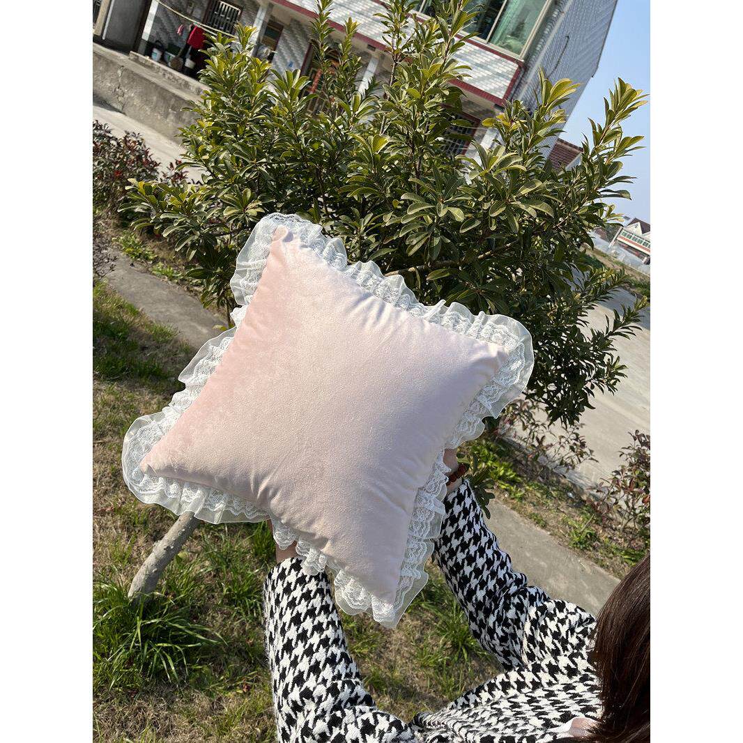 法式简约浪漫可爱少女系公主抱枕蕾丝白色花边复古沙发家居靠背套