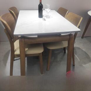 中世纪风格微晶石可伸缩餐桌椅组合家庭小公寓现代简约方桌可为方