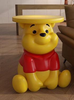 2024新款创意噗噗小熊客厅沙发边几可移动茶几床头柜落地装饰摆件