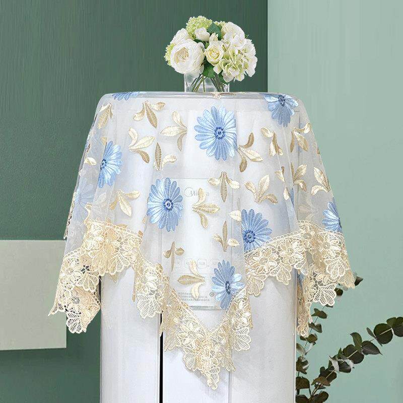 空调防尘盖巾蕾丝家用欧式立式圆柱形柜机开机不取通用防尘布盖布