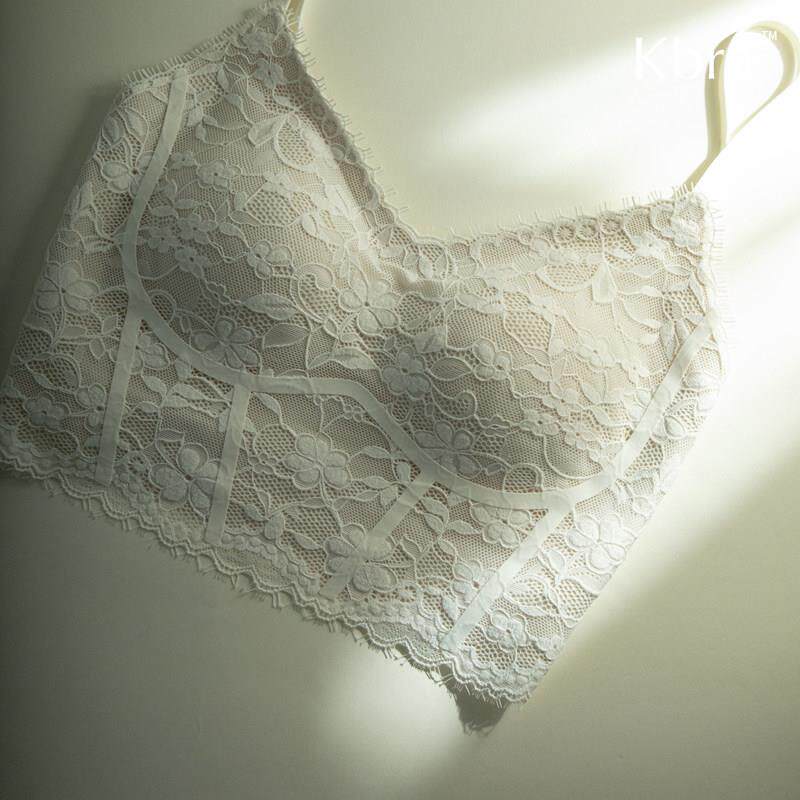 Kbra法式蕾丝保暖背心女士秋冬季内搭带胸垫一体吊带内衣外穿美背