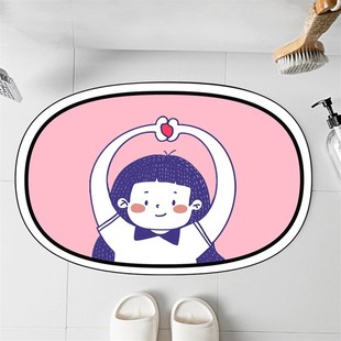 卫生间地垫吸f水浴室门口地毯家用卧室脚踩垫脚垫椭圆进门防滑门