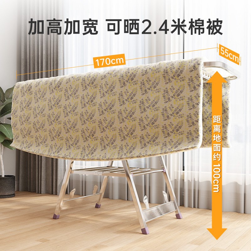 不锈钢晾衣架落地折叠家用卧室晾衣杆阳台M室内晒衣架凉晒被子架