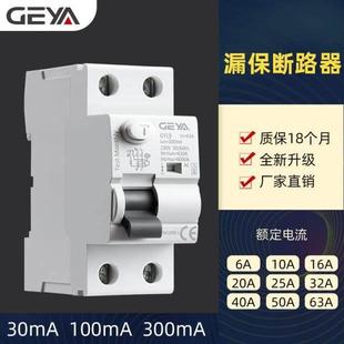 断路器2P 25A 63A GEYA格亚GYL9电动机漏电保护器开关双汇流排