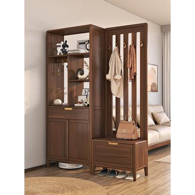 黑胡桃新中式入口柜鞋柜集成简约现代隔断柜客厅实木屏风厅柜