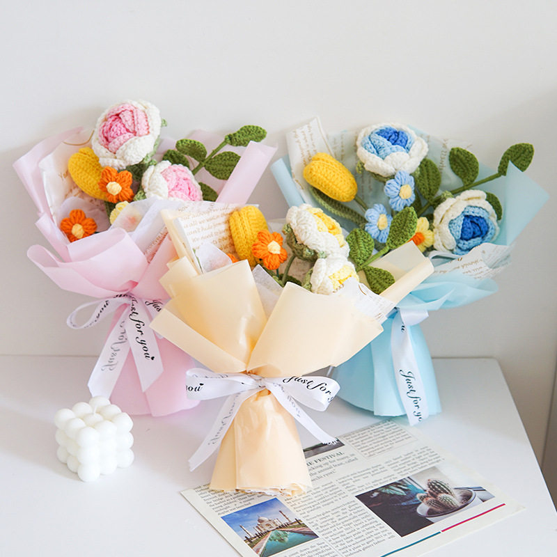 手工针织小花束仿真花教师节婚礼