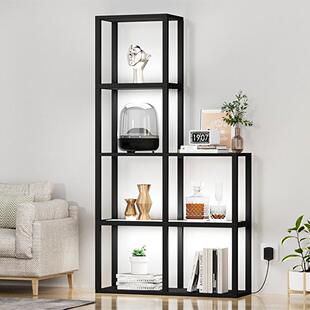 热销架玻落地灯层架灯遥璃置控物木架BOFL01书架物品摆放架架子灯