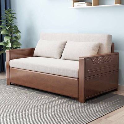 可折叠实木沙发床小户型现代简约多功能单双人客厅两用懒人家新品