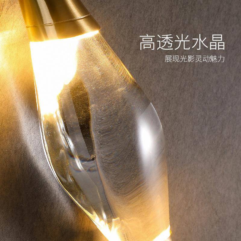 现代轻奢卧室床头壁灯客厅电视墙过道酒店创意装饰全铜水晶壁灯