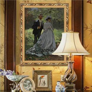 女人装 撑伞 阳饰画莫奈客厅关背画G651酒店玄挂画名画人物景风景