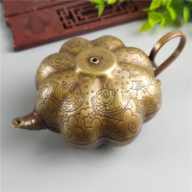 仿古做旧黄铜铜器古玩工艺品文房用品南瓜形墨滴水滴砚滴摆件