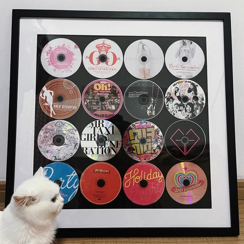 cd画框光盘收纳专辑收藏dvd唱片实木装裱光碟收集框相框挂墙展示