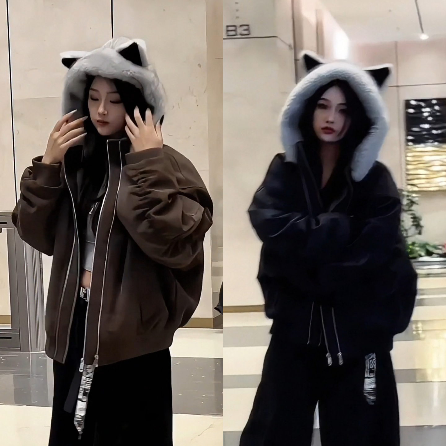 冬季美式保暖座山雕风连帽夹克加厚高级感拉链设计感外套男女同款