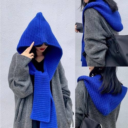 针织帽子围巾一体帽女冬季保暖帽