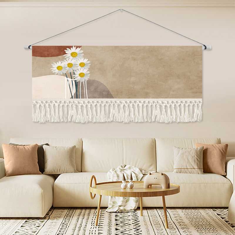 简约花卉植物挂毯布艺卧室客厅装饰画床头沙发背景墙挂画玄关壁画图片